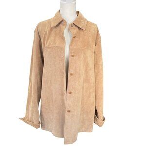 Pendleton Women's Suede Leather Button Front Shacket Tan Size XL